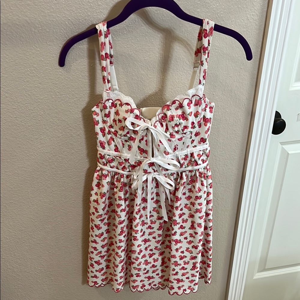 For Love And Lemons Pink and White Bustier Dress